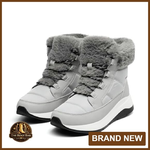 Women's Winter Snow Boots Waterproof Faux Fur Ankle Booties Wedge Heel - Picture 6 of 7